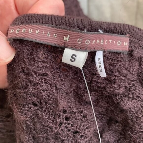 NWT Peruvian Connection silk alpaca lace tunic, plum, size S - Picture 7 of 9